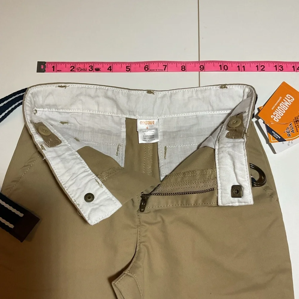 Gymboree Boys Size 6 Tan Belted Chino Pants NWT School Uniform Classic Preppy